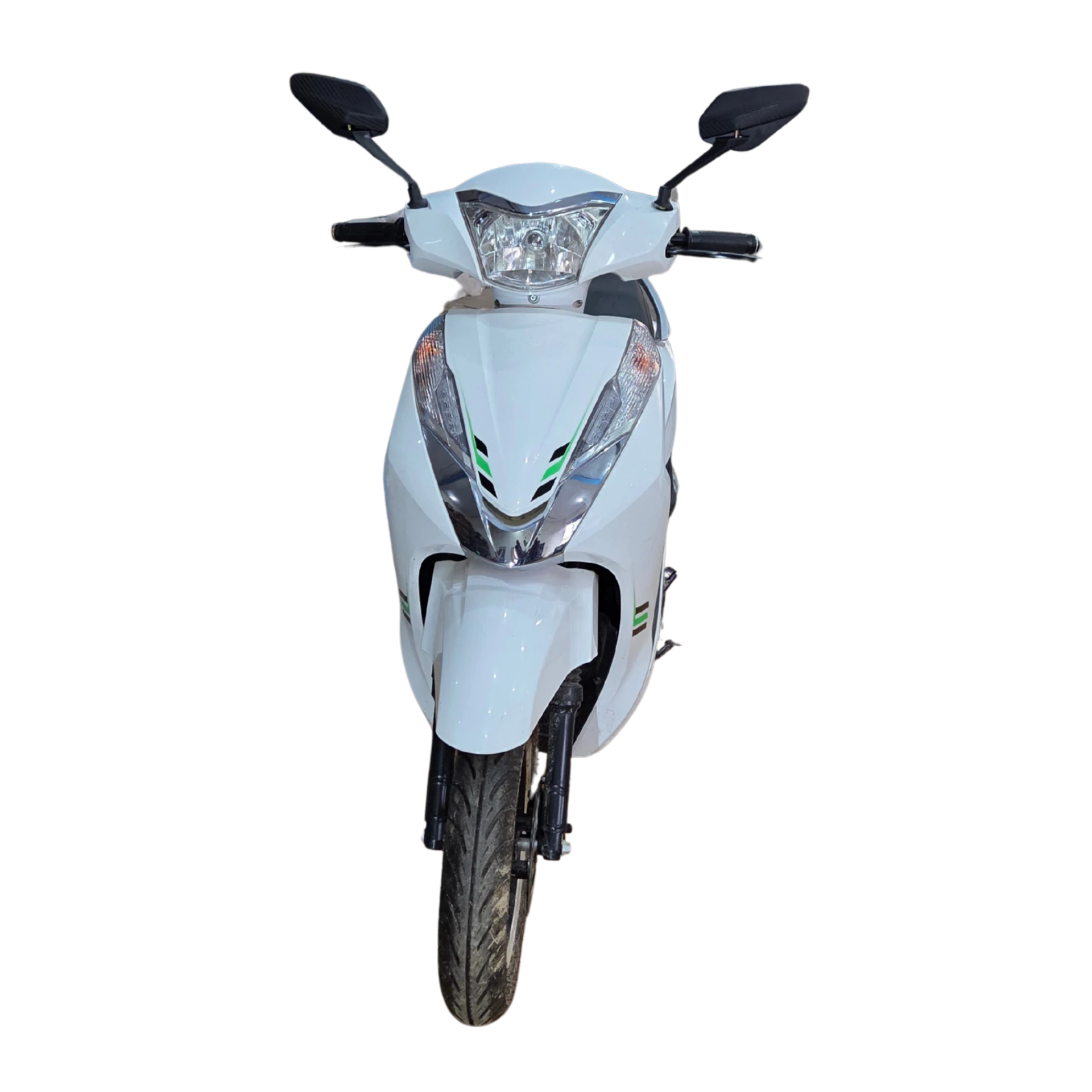 eOxigen Posideon CS1 electric scooter front view with chrome headlamp trim