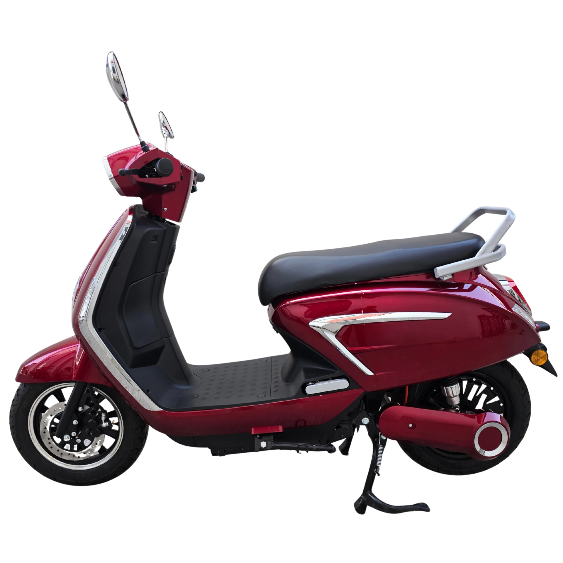 eOxigen Hermes U-Light Vespa electric scooter in maroon, left side profile