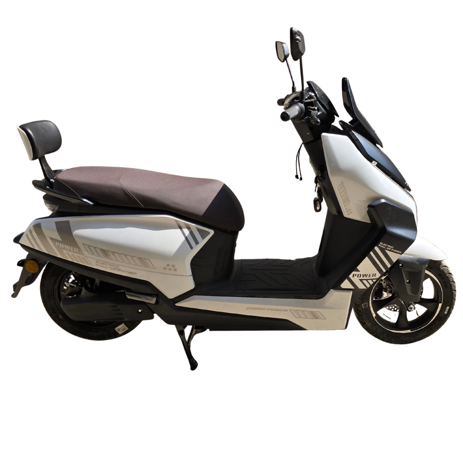 eOxigen Pluto E4 electric scooter in white and black, right side profile